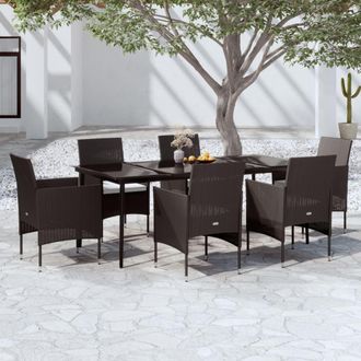 vidaXL Juego De Comedor De Jard&iacute;n 7 Piezas Con Cojines Negro Vidaxl