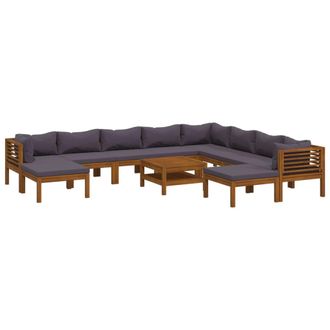 vidaXL Muebles De Jard&iacute;n 11 Pzas Cojines Madera Maciza De Acacia Vidaxl