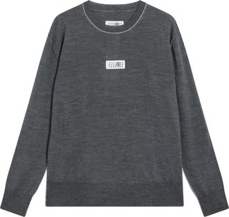 Maison Margiela Numeric Crewneck Sweater - Heren - Ronde hals truien - Grijs - S - Wol - Truien & Vesten