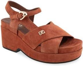 Aerosoles Cora Ankle Strap Platform Sandal in Rust Suede at Nordstrom Rack, Size 11