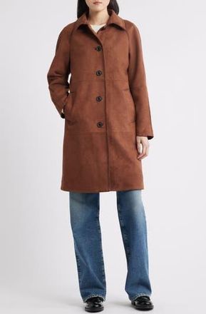 Bcbgmaxazria Paneled Faux Suede Coat in Brown Suede at Nordstrom Rack, Size X-Large