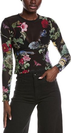 Alice & Olivia Delania Mesh Crop Top