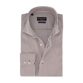 Cavallaro Overhemden, Heren, Bruin, XL, Katoen, Strisio Shirt