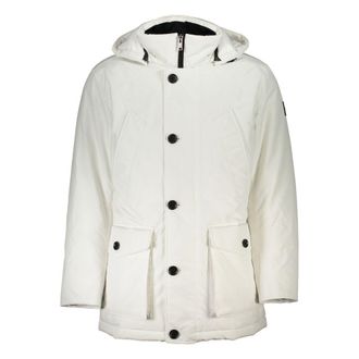 HUGO BOSS Mens Hooded Parka Coat 50413796 - White Elastane - Size EU 46 (Mens)