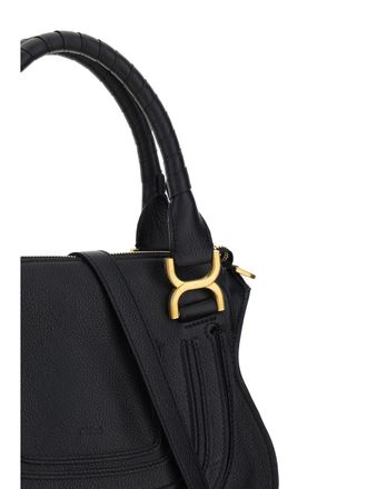 Chlo&eacute; Womens Marcie Calfskin Handbag Black Calf Leather Handbags Hand Bags