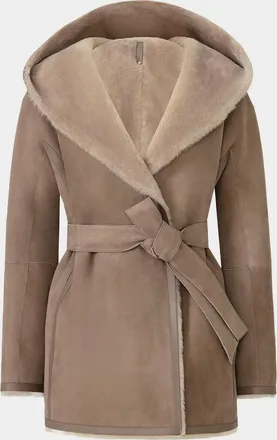 Mackage Valencia Suede and Shearling Reversible Wrap Coat
