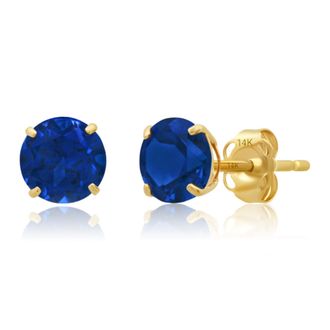 MAX + STONE 14k Yellow Gold 6MM Round Stud Gemstone Earrings