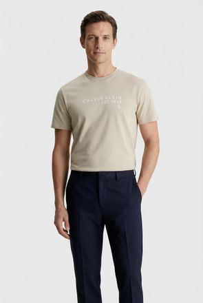 Calvin Klein Jeans T-Shirt CALVIN KLEIN JEANS GRAPHIC TEE, Herren, Gr. XXL, oatmeal, Web, Obermaterial: 100% Baumwolle, unifarben, regular fit normal, Rundhals, eingeset