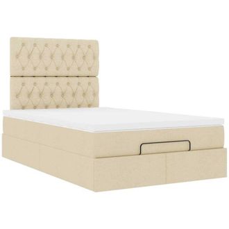 vidaXL Estructura De Cama Otomana Con Colch&oacute;n Tela Crema 120x200 Cm Vidaxl