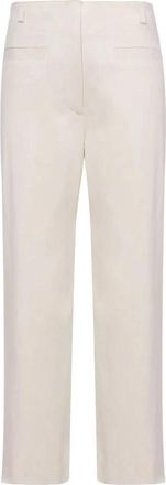 Proenza Schouler Witte Linnen Stretch Broek - Dames - Straight fit broeken - Beige - S - Linnen - Broeken
