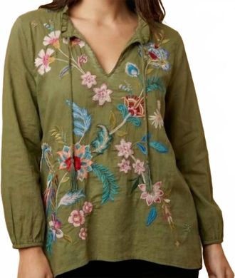 Johnny Was Malaya Field Blouse In Moss