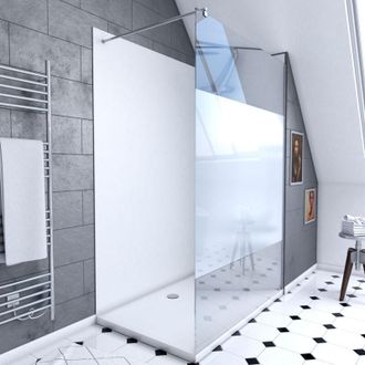 Aurlane Pack Ducha 90x120 - Paneles Blanco/cromato + Plato + Mampara Esmerilada