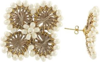 Lott. Gioielli Silk Flower Earrings in Champagne at Nordstrom, Size Small