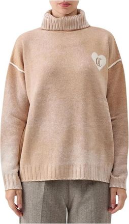 Just Cavalli Collo Alto Logo-S - Dames - Coltruien - Beige - M - Wol - Truien & Vesten