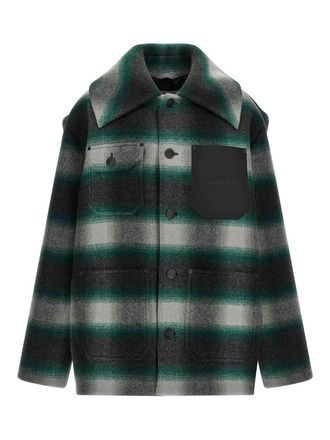 Balenciaga Green Workwear Cocoon Wool Jacket