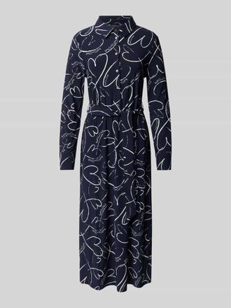 s.Oliver Black Label A-Linie Hemdblusenkleid aus Jersey mit Bindegurt in Marine, Gr&ouml;&szlig;e 40