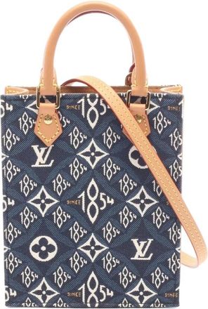 Louis Vuitton Pre-owned Monogram Denim Petite Malle Bag - Dames - Vintage Mini Tas - Blauw - ONE Size - Denim - Vintage