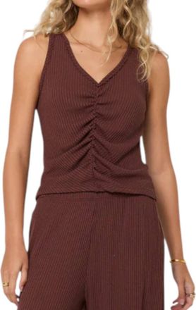 Bloomingdale's Sueno Shirred Front Sweater Rib Tank Top In Cacao
