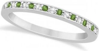 Allurez Peridot & Diamond Wedding Band Palladium 0.29ct