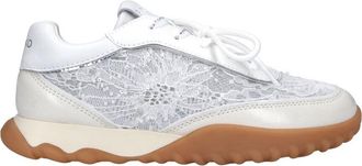 Pinko White Ariel Lace Detail Leather Sneakers