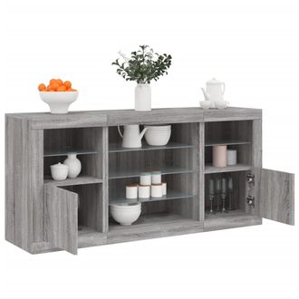 Berkfield Home Sideboard with LED Lights Grey Sonoma 142.5x37x67 cm
