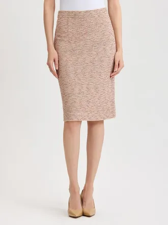 Misook Ribbon Tweed Knit Straight Skirt in Honey Suckle/russet/biscotti at Nordstrom, Size Xx-Large