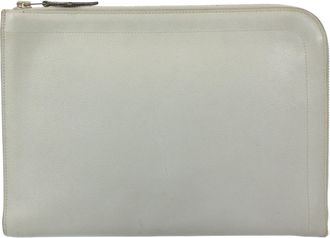 Herm&egrave;s Gray Leather Clutch Bag Document Case (Pre-Owned)