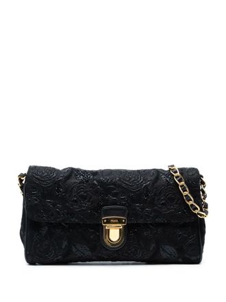 Prada 2010-2025 Tessuto Lurex Flap crossbody bag - women - Nylon/Leather - One Size - Black