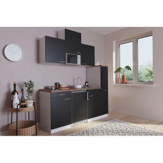 Respekta Cucina Minicucina Cucina singola Cucinino Bianco Nero Luis 180 cm Respecta