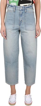 Kenzo Bleach Dirty Carrot Fit Jean - Dames - Cropped Jeans - Blauw - W28 - Katoen - Jeans