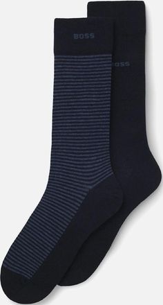 HUGO BOSS Mens 2 Pack of Stripe Socks - Navy - Size: 6/5.5/7/6.5/7.5/8