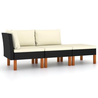 vidaXL Set Muebles De Jard&iacute;n 3 Pzas Rat&aacute;n Sint&eacute;tico Madera Eucalipto Vidaxl