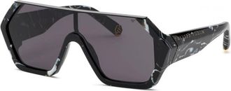 Philipp Plein Mens Black Shield Sunglasses SPP047 0Z21
