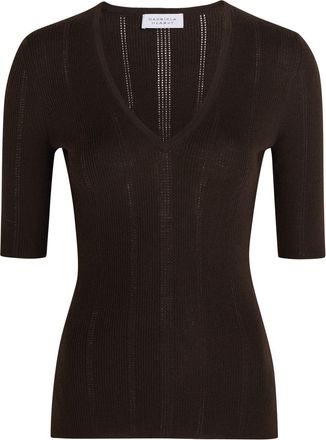 Gabriela Hearst Amari Pointelle Wool top - Dark Brown - S (UK8-10 / S)