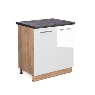 Vicco Armario Bajo Para Fregadero Fame-line, Blanco Alto Brillo, 80 Cm, Et Antracita Vicco