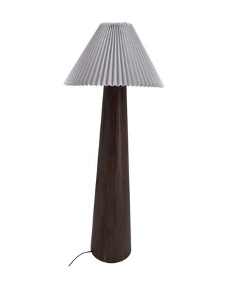 Deco Wood L&aacute;mpara de pie madera y tela pantalla natural roble oscuro 42cm