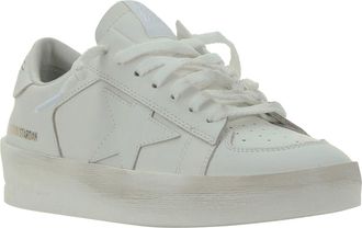 Golden Goose Womens Stardan Leather Sneakers Optic White