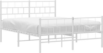 vidaXL Estructura cama sin colchón con estribo metal blanco 160x200 cm vidaXL