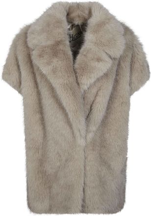 Herno Short Wide Lapel Faux Fur Coat