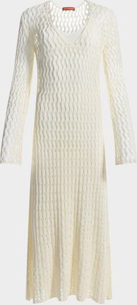 Altuzarra Jemmy Open Knit Long-Sleeve Midi Dress