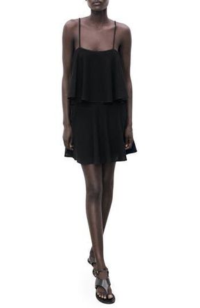 Mango Ruffle Knit Minidress in Black at Nordstrom Rack, Size 8