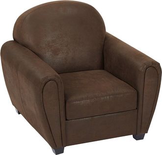 Vente-Unique Sill&oacute;n de microfibra con acabado de piel envejecida club VICTORY III
