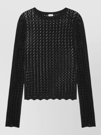 Saint Laurent viscose top pointelle knit scalloped hem