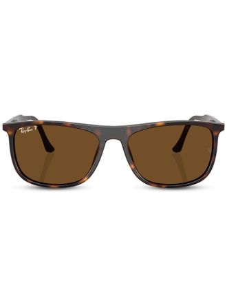 Ray-Ban logo-lettering sunglasses - unisex - Acetate - 61 - Brown