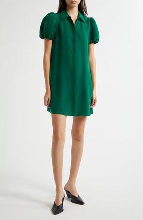 Alice & Olivia Jem Puff Sleeve Mini Shirtdress in Forest Green at Nordstrom Rack, Size Medium
