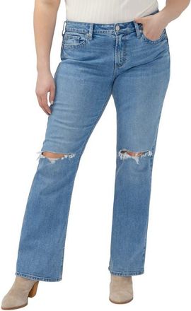 Silver Jeans Co Suki Curvy Ripped Mid Rise Bootcut Jeans in Bluebelle at Nordstrom, Size 20 X 33