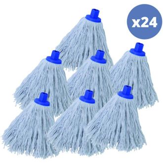 MSV Msv - Juego De 24 Flecos De Recambio Para Fregona De Algod&oacute;n Blanco De 250gr Con Punta Hexagonal