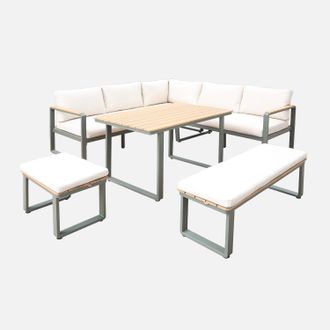Sweeek Conjunto De Jard&iacute;n En Madera De Acacia Y Aluminio De 8 Plazas