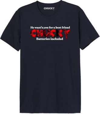 Chucky UXCHUCKTS003 T-Shirt, Navy, XS Mens, Navy Blue, XS