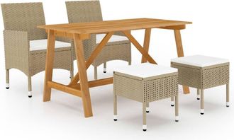 vidaXL Juego De Comedor De Jard&iacute;n De 5 Piezas Beige Vidaxl